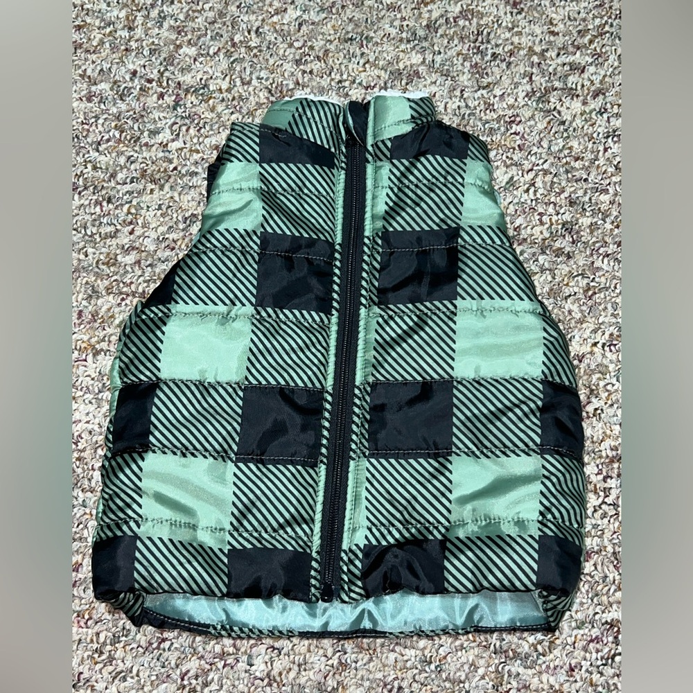 Max & Marcus Baby Puffer Vest 24 Month Green Black‎ Plaid Sleeveless Full Zip